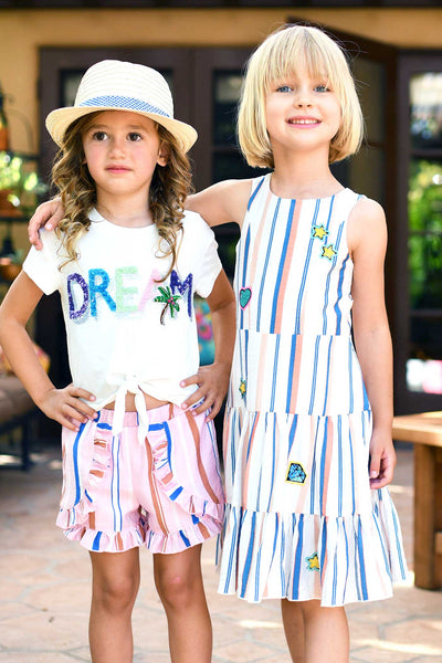 Little Girls | Big Girls Striped Midi Summer Dress