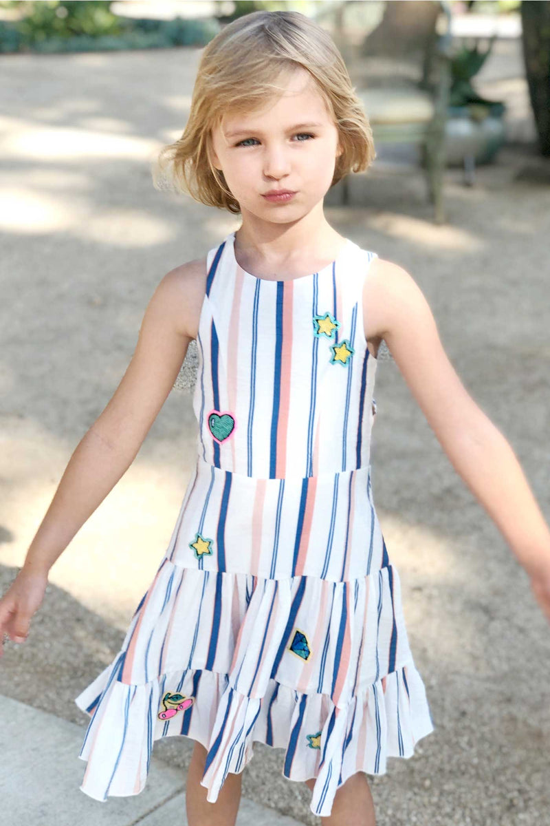 Little Girls | Big Girls Striped Midi Summer Dress