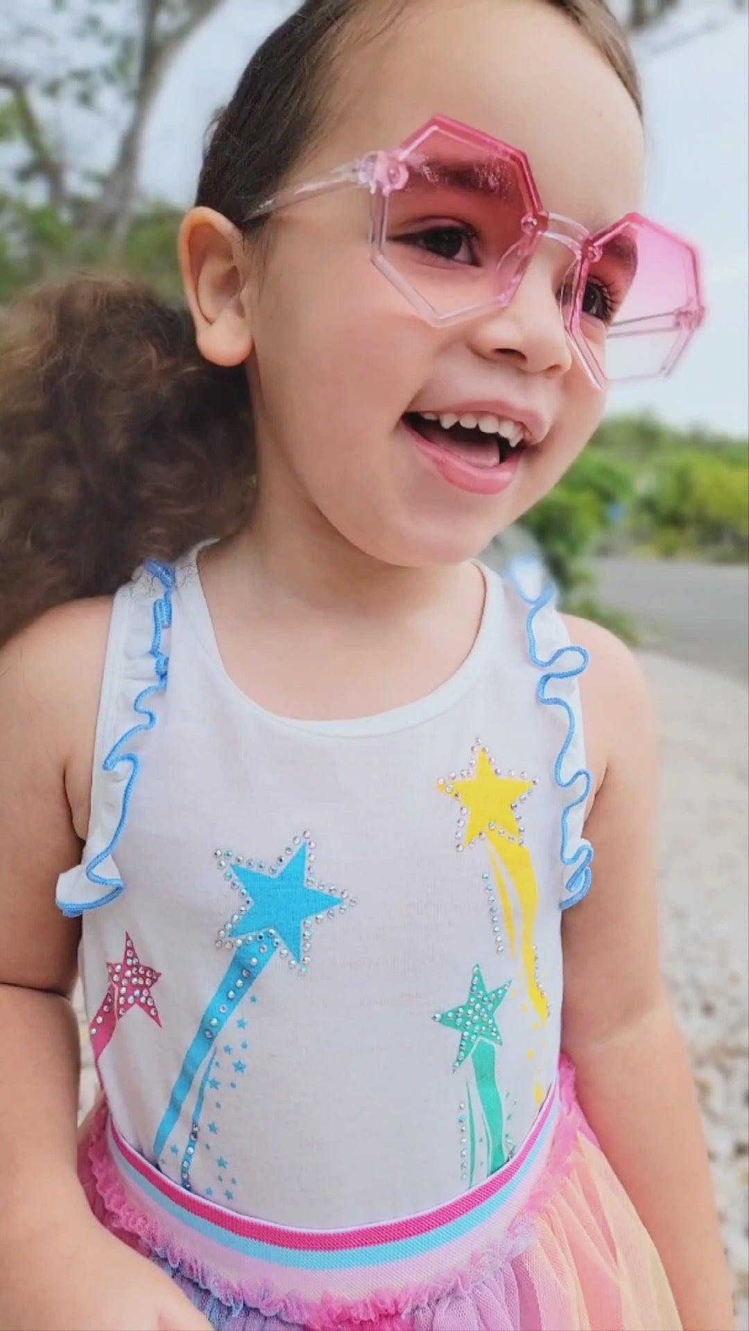 Twofer Tutu Dress W/Shooting Star Print