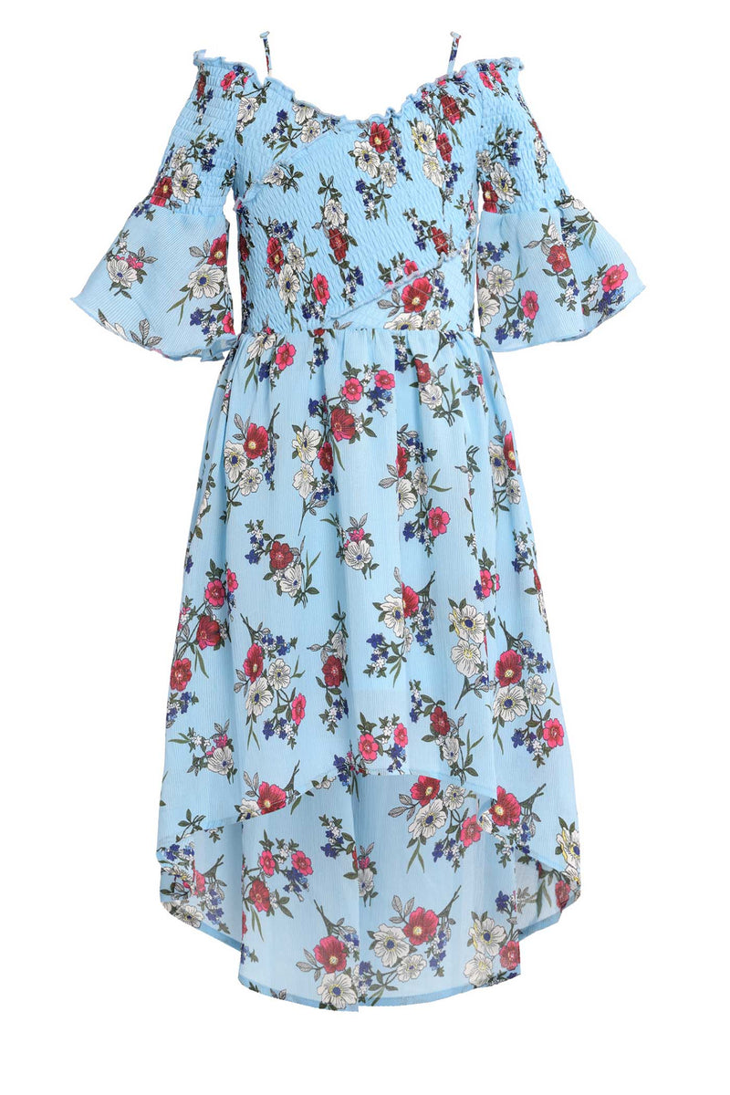 Big Girls Smocked High-Low Floral Print Dress