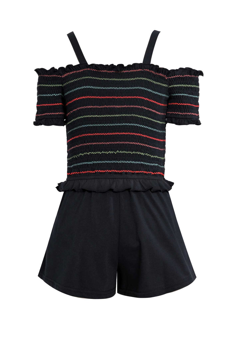 Big Girls Off The Shoulder Smocked Romper