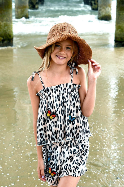 Girl’s Animal Print Cami Top W/Butterfly Patches
