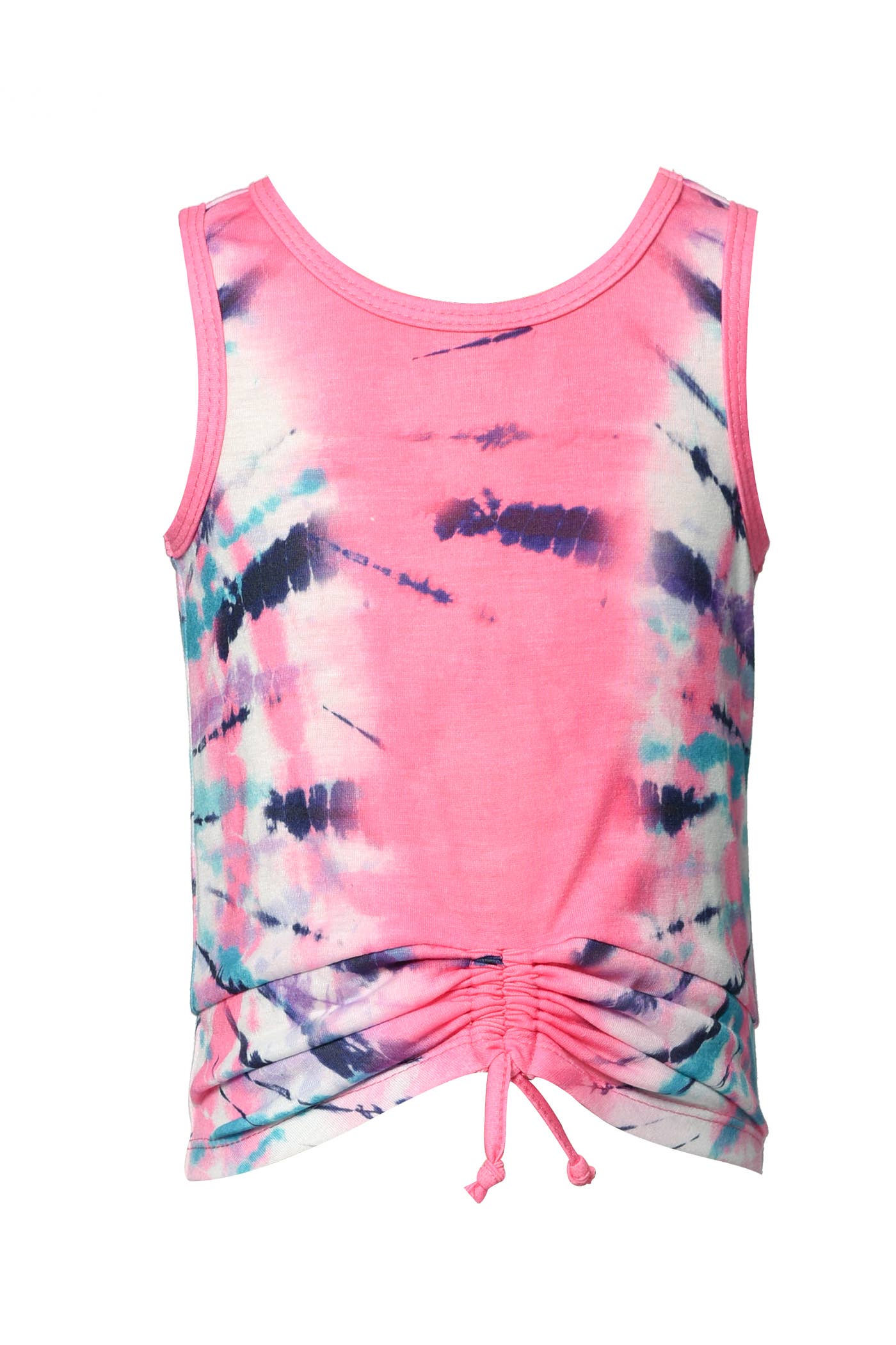 Little Girl’s Tie-Dye Ruched Front Tank Top. Round Neckline & Sleeveless Tie Dye Ombré   Center Ruched Detail  Imported
