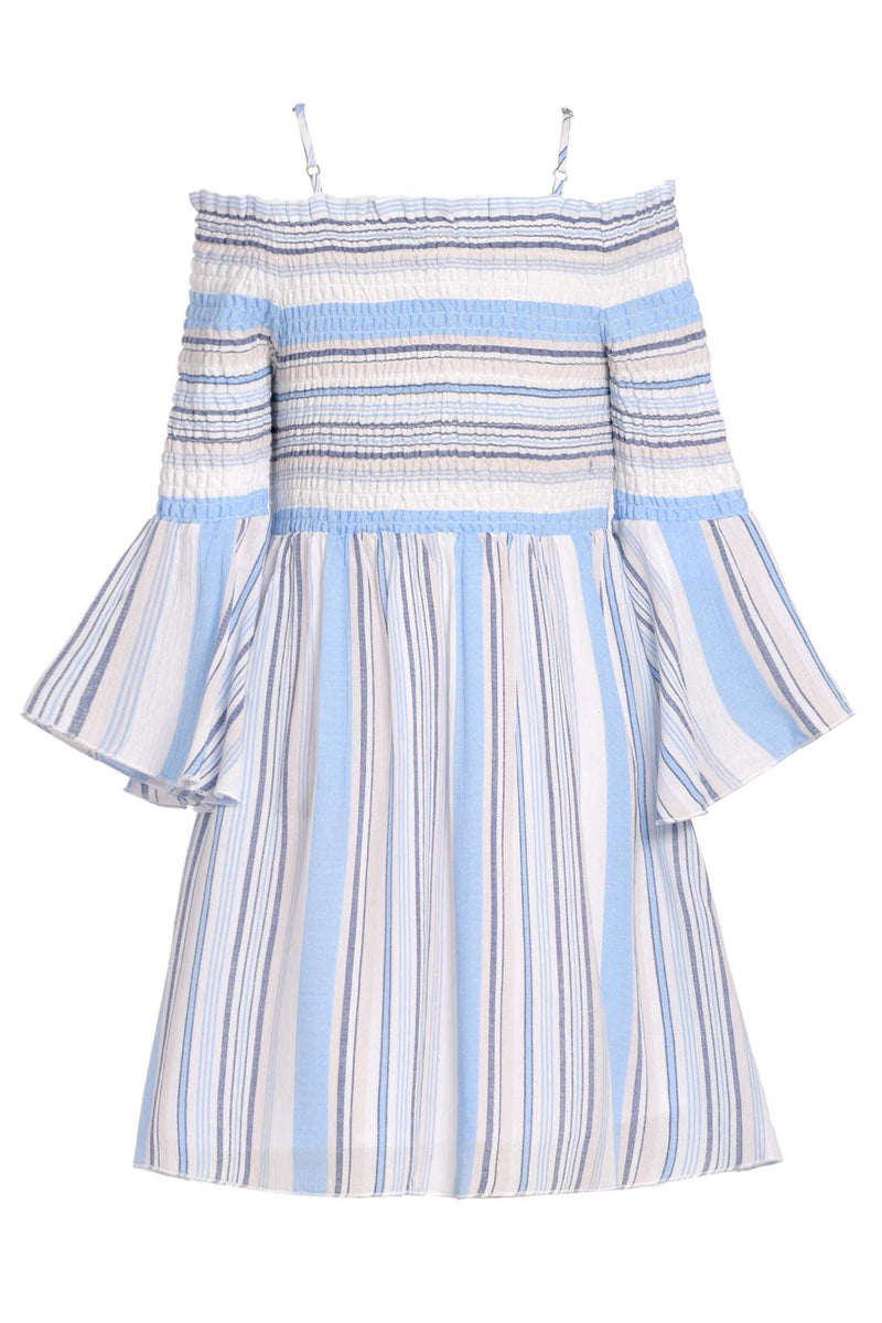 Big Girls Off The Shoulder Striped Summer Dress