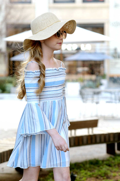 Big Girls Off The Shoulder Striped Summer Dress