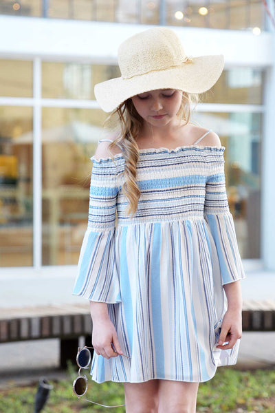 Big Girls Off The Shoulder Striped Summer Dress