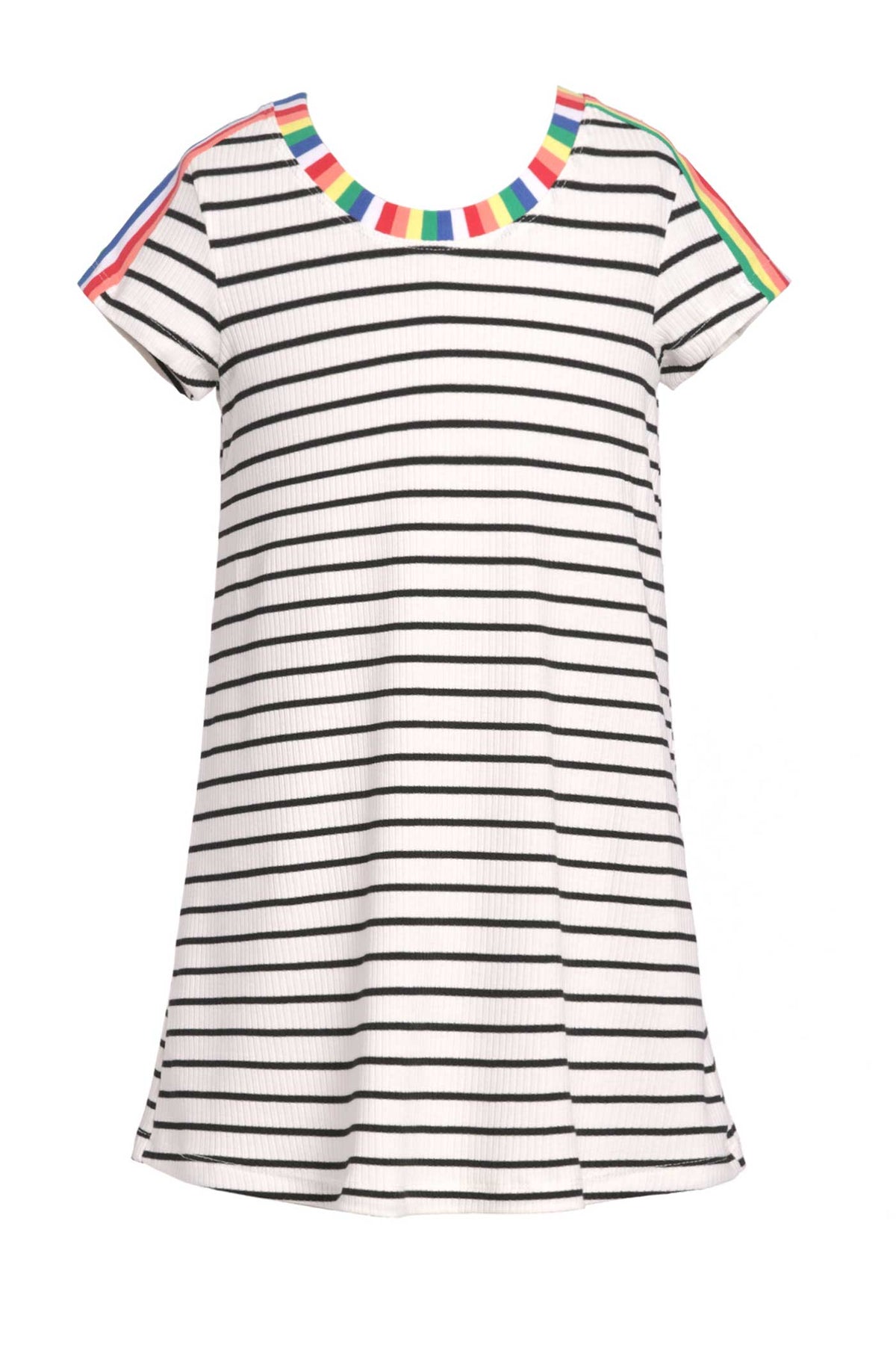 Truly Me | Big Girls Short Sleeve Striped Knit T-shirt Dress ...