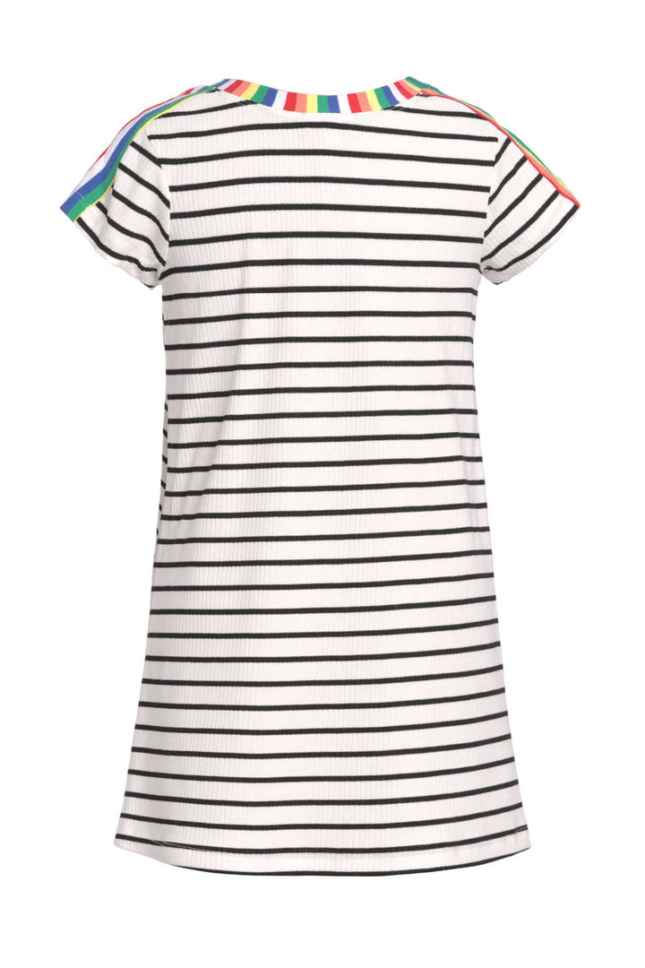 Big Girls Short Sleeve Striped Knit T-shirt Dress