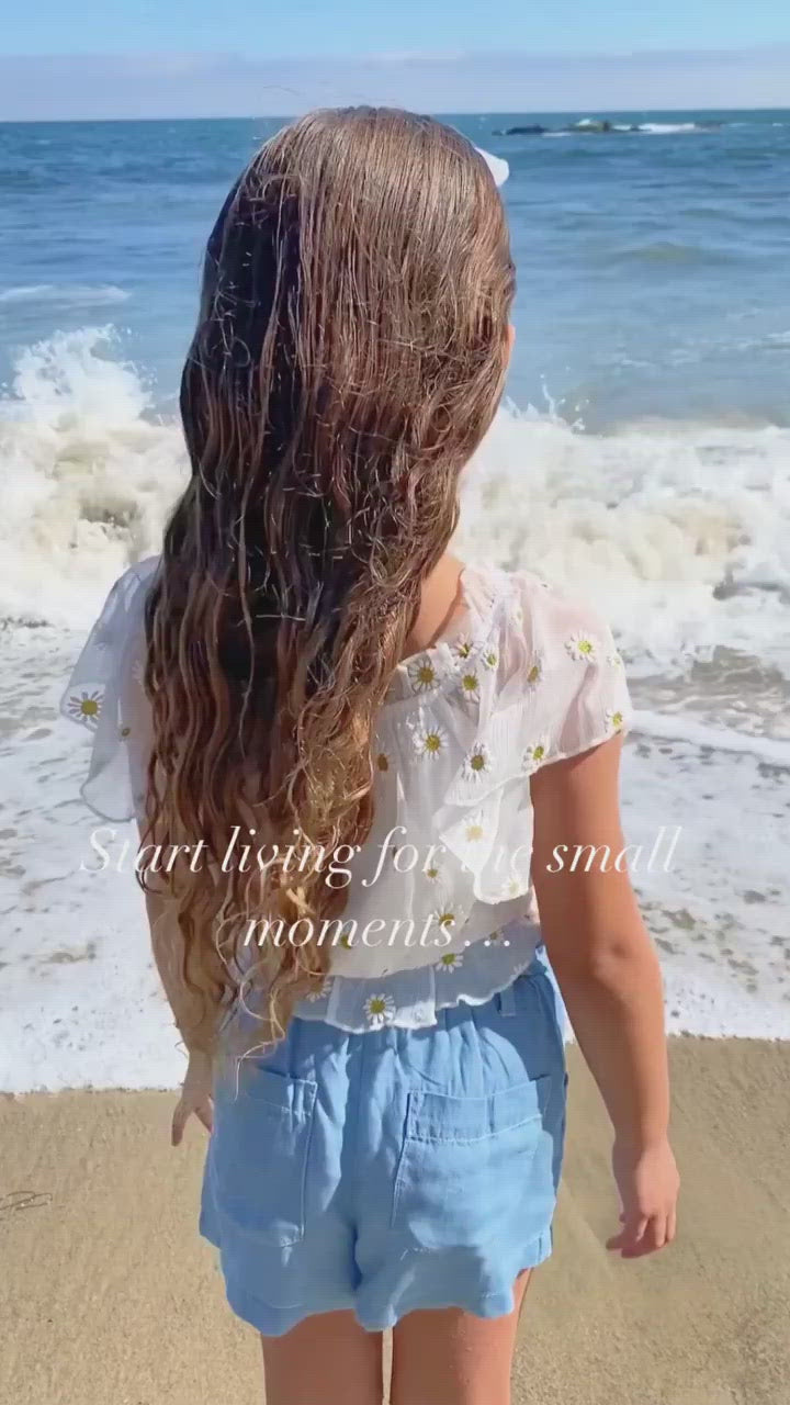 Girls Daisy Button Front Crop Top