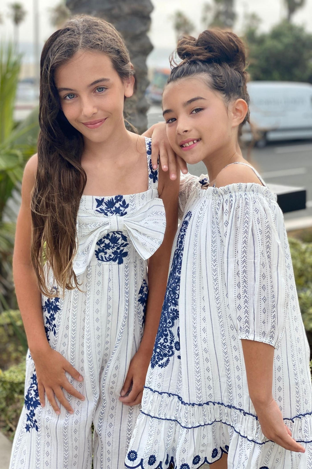 Girl’s Off The Shoulder Scallop Hem Embroidered Boho Dress