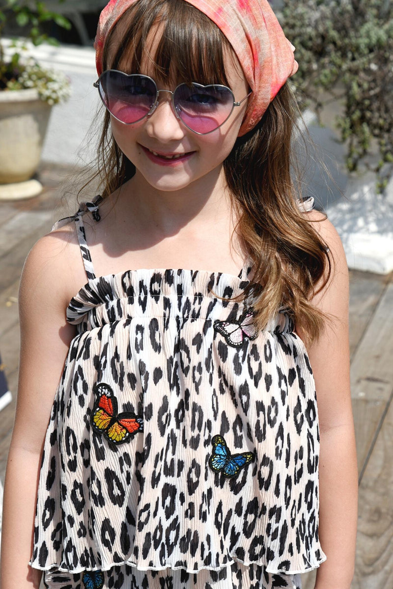 Girl’s Animal Print Cami Top W/Butterfly Patches