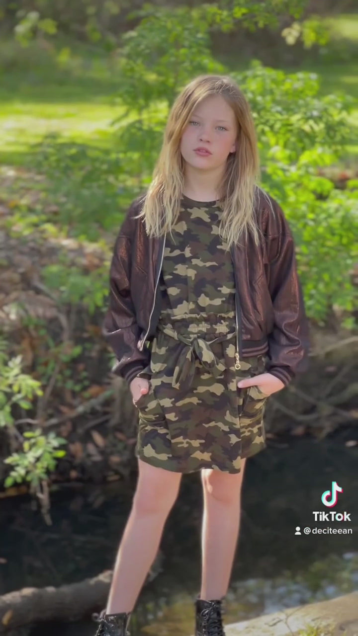 Little Girl's Metallic Shimmer Bomber Jacket