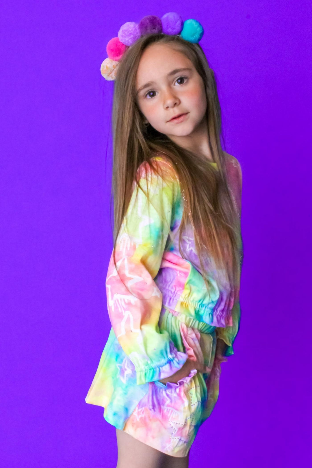 Little Girl’s Pastel Tie Dye Star Shorts