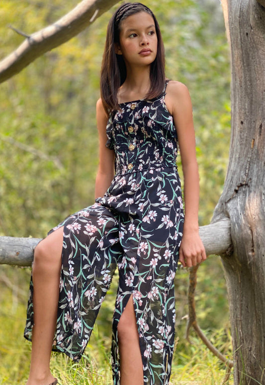 Sleeveless Floral Print Jumpsuit