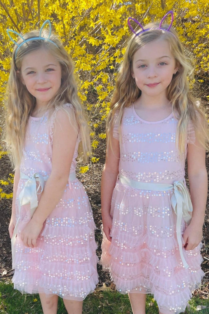 Big Girls Sleeveless Ruffled Sequin Party Dress