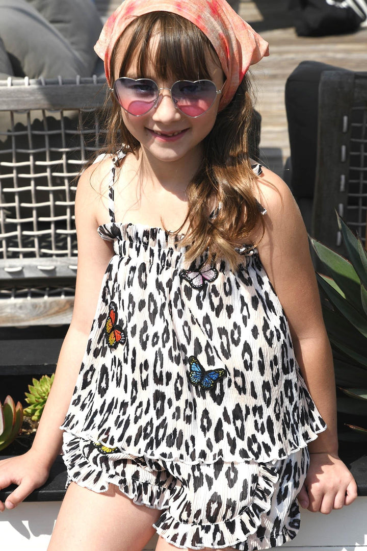 Girl’s Animal Print Ruffled Butterfly Shorts