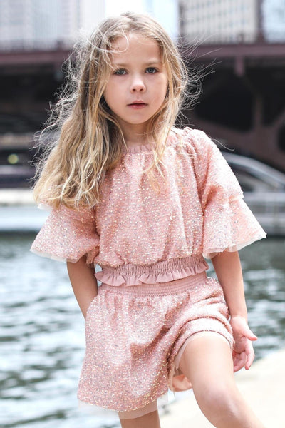 Little Girl's Iridescent Sequin Short