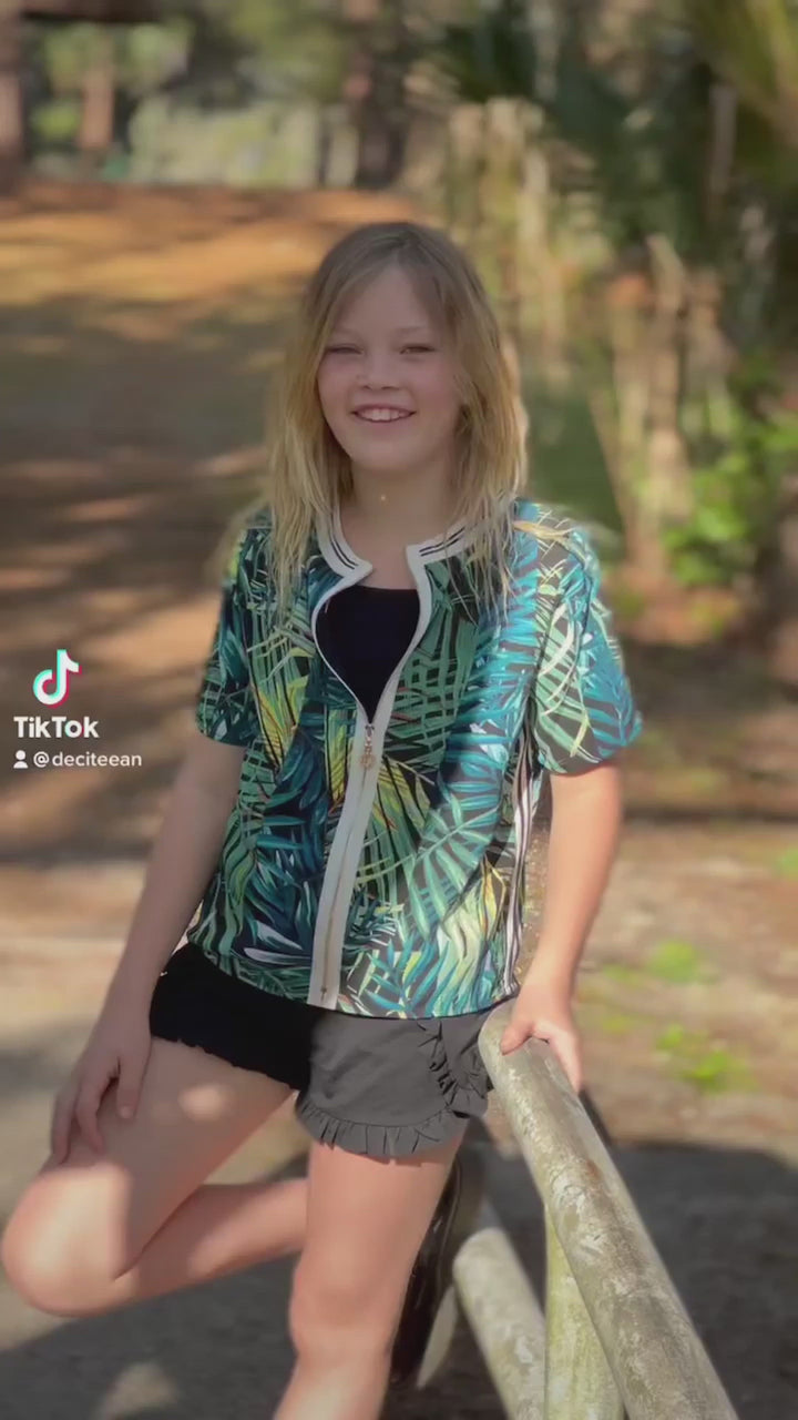 Big Girls Short Sleeve Tropical Top