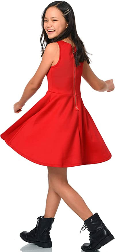 Big Girls Star Bib Skater Dress  Rounded Neckline  Sleeveless  Star Bib  Skate Dress  Hannah Banana designer girls' special occasion dresses created with your little girl in mind.  All dresses designed to be on trend so she can be her best and most confident at any event.  Special occasion dresses made with full attention to detail by using custom designed graphics, bold colors, and intricately placed embellishments.
