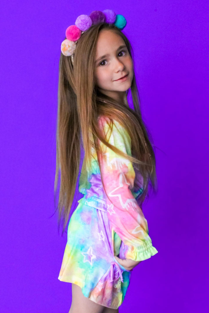 Little Girl’s Pastel Tie Dye Star Shorts