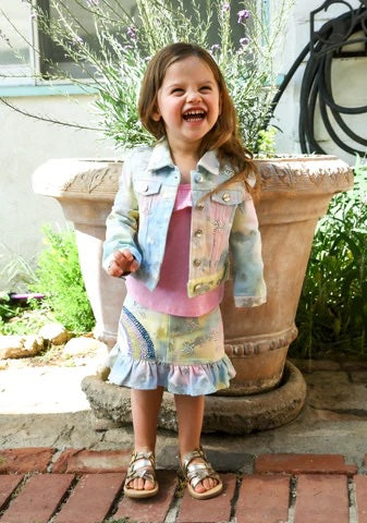 Little Girl's Tie Dye Dreams Unicorn Star Denim Jacket