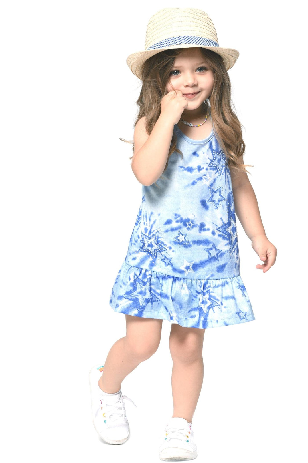 Little Girl’s Tie Dye Star Drop Waist Dress
