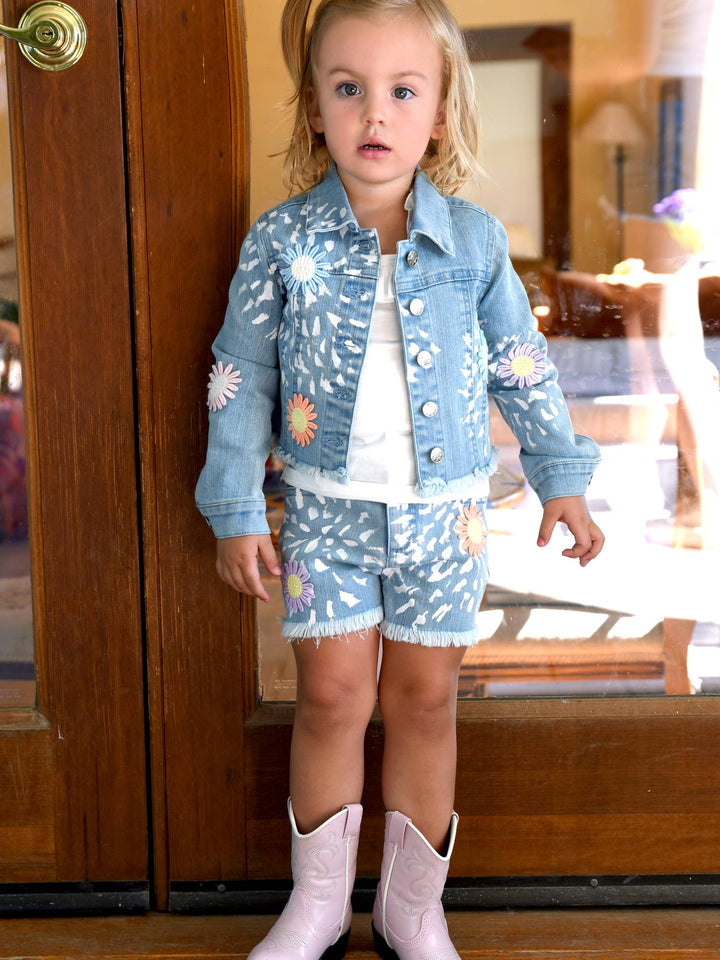 Little l Big Girl's Flower Child Daisy Denim Jacket