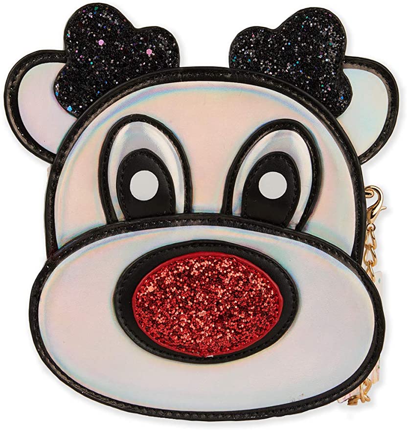 Hannah Banana designer girls' bags created with your little girl in mind Christmas Reign Dear Holographic Glitter Crossover Bag All backpacks, cross body bags, hand bags, and purses are designed to be on trend so she can be her best and most confident at any event. All bags are made with full attention to detail by using custom designed graphics, bold colors, and intricately placed embellishments. Emphasis on design and quality so she feels confidant while looking amazing.