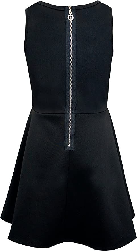 Big Girls Star Bib Skater Dress  Rounded Neckline  Sleeveless  Star Bib  Skate Dress  Hannah Banana designer girls' special occasion dresses created with your little girl in mind.  All dresses designed to be on trend so she can be her best and most confident at any event.  Special occasion dresses made with full attention to detail by using custom designed graphics, bold colors, and intricately placed embellishments.