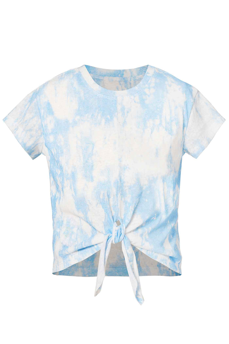 Hannah Banana Girls Tie Front Short Sleeve Tie-Dye Top