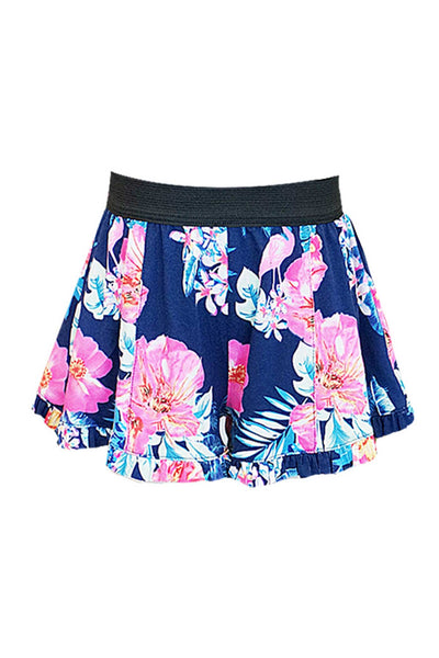 Hannah Banana Girls Tropical Floral Print Ruffled Shorts