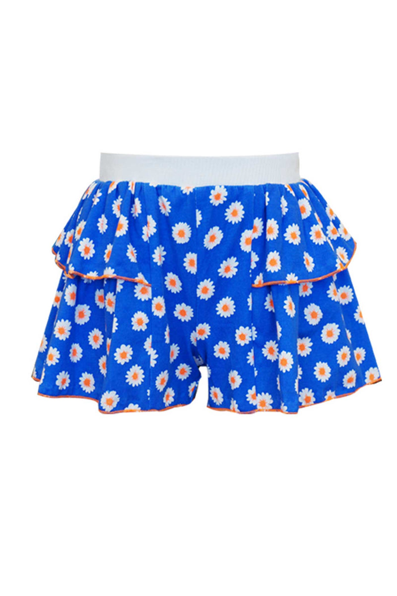 Little Girls Daisy Print Ruffled Shorts