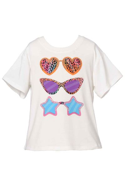 Hannah Banana Girls Short Sleeve Sunglasses Graphic T-shirt