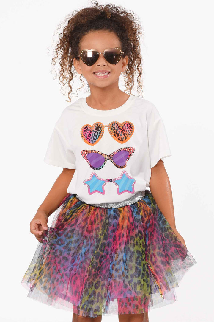 Hannah Banana Girls Short Sleeve Sunglasses Graphic T-shirt