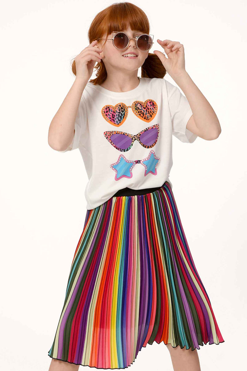 Hannah Banana Girls Rainbow Pleated Midi Skirt