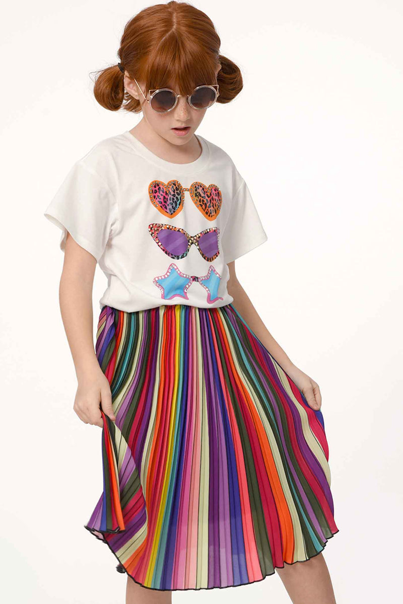 Hannah Banana Girls Rainbow Pleated Midi Skirt