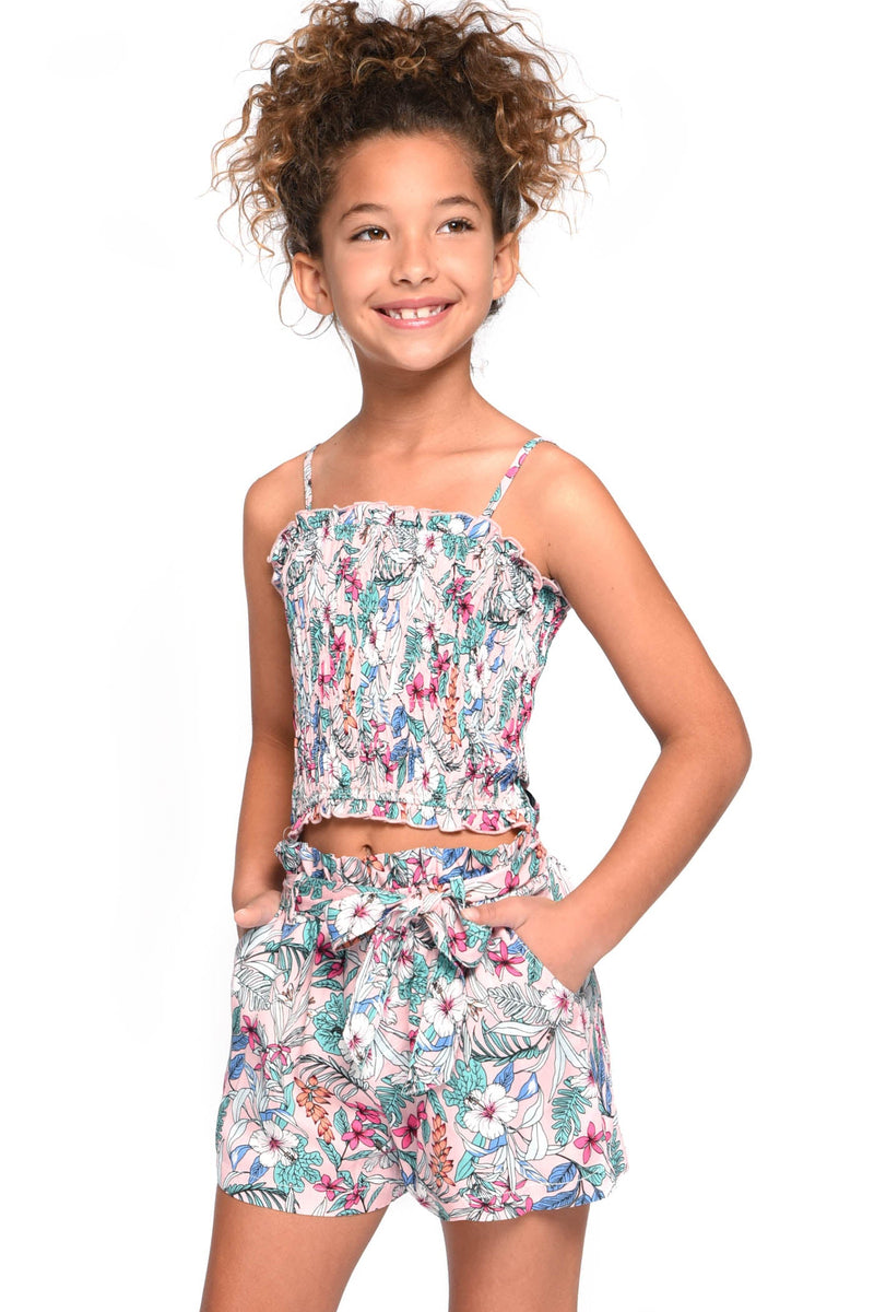 Girl’s Tropical Floral Bow Shorts