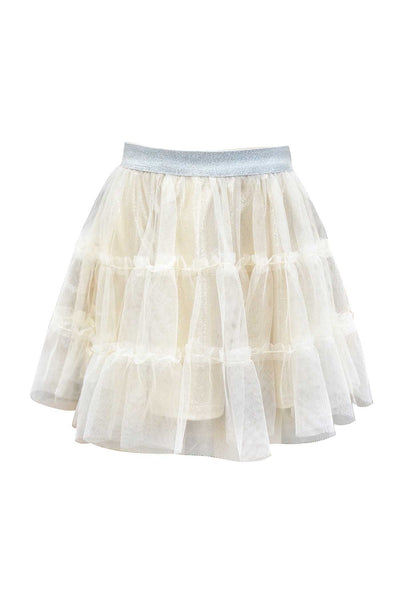 Girls Metallic Tutu Skirt with Tiered Mesh Overlay