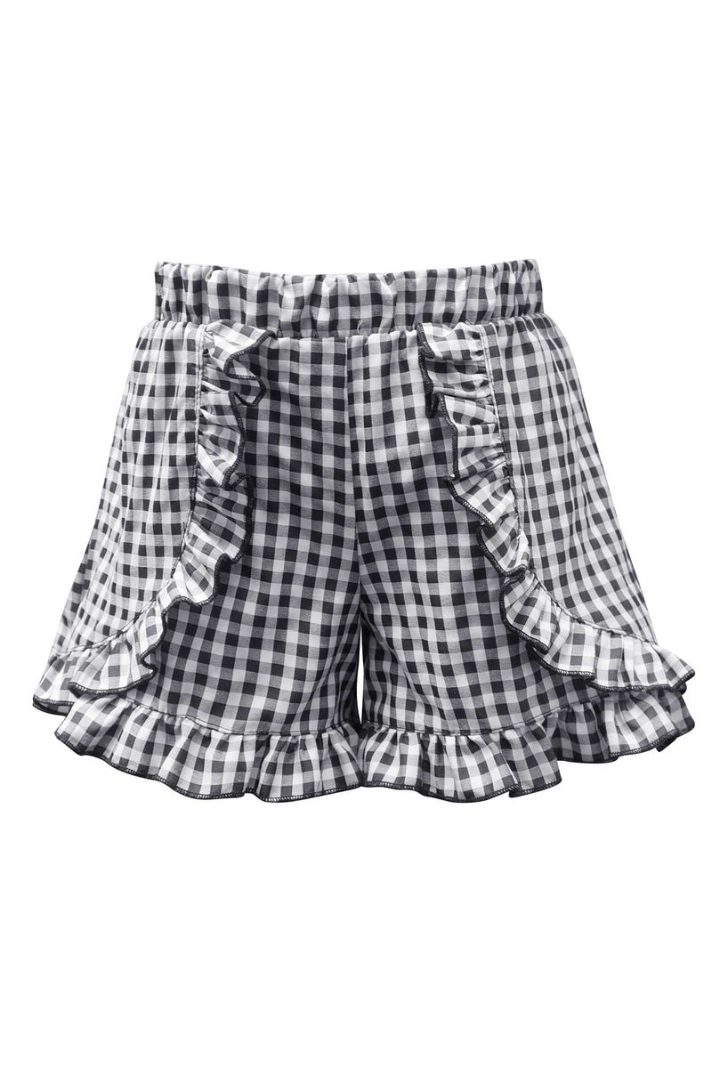 Hannah Banana Little Girls Frilled Faux-Wrap Gingham Shorts