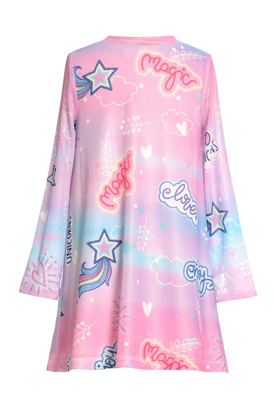 Baby Sara Toddler Girls Long Sleeve Unicorn Knit Dress