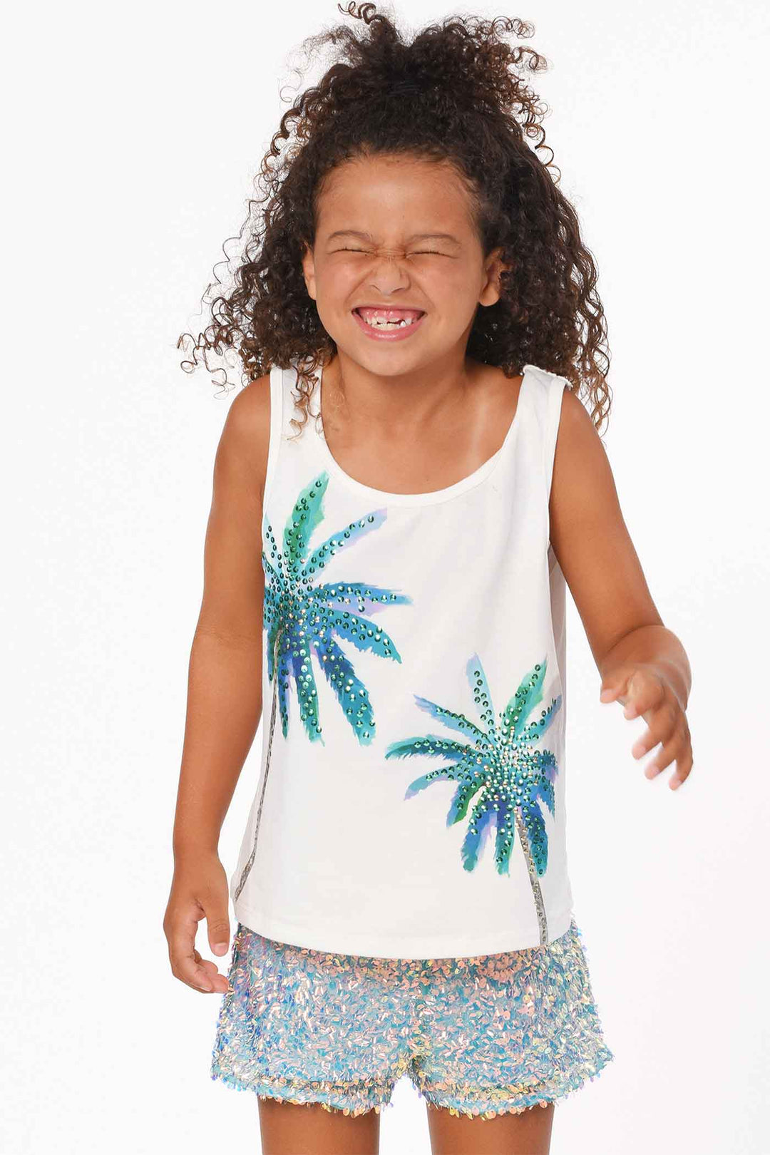 Hannah Banana Girls Palm Tree Graphic Tank Top