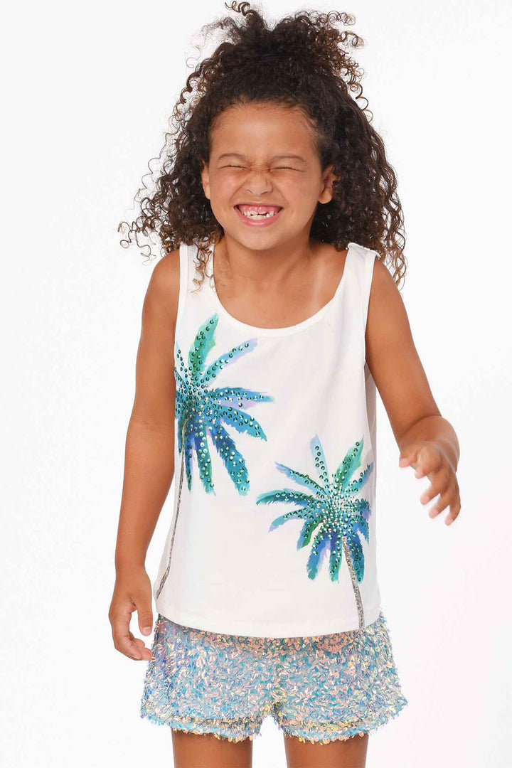 Hannah Banana Girls Palm Tree Graphic Tank Top