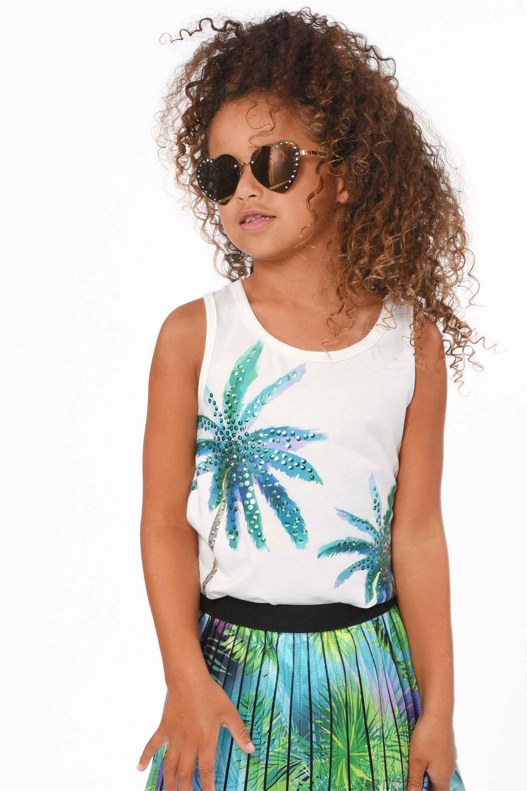 Hannah Banana Girls Palm Tree Graphic Tank Top