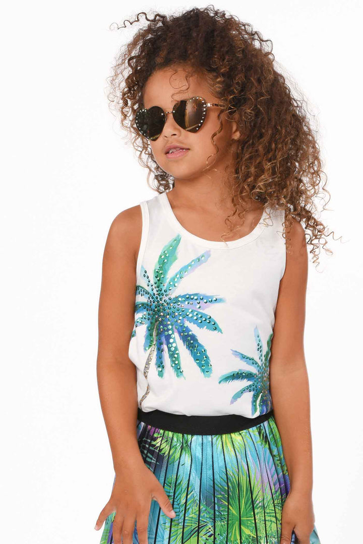 Hannah Banana Girls Palm Tree Graphic Tank Top