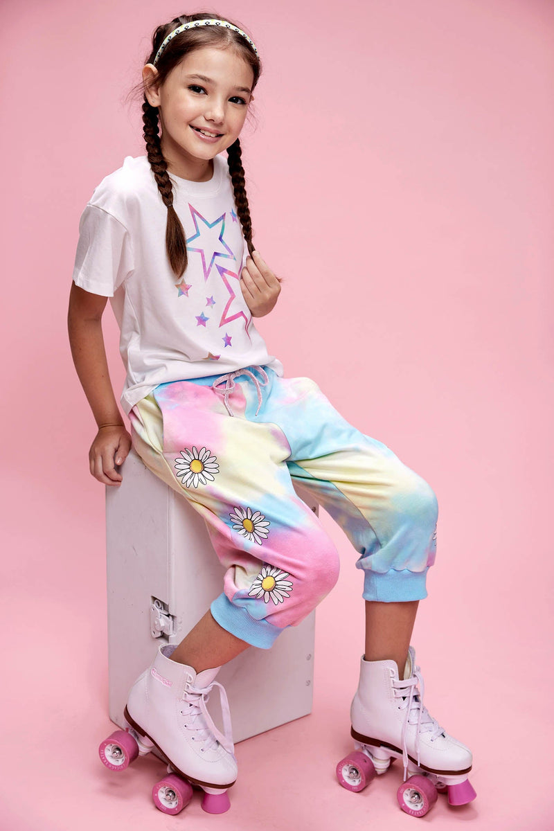 Girl’s Pastel Tie Dye Star Graphic T-Shirt