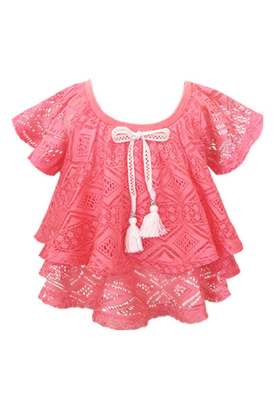 Hannah Banana Little Girls Short Sleeve Lace Top