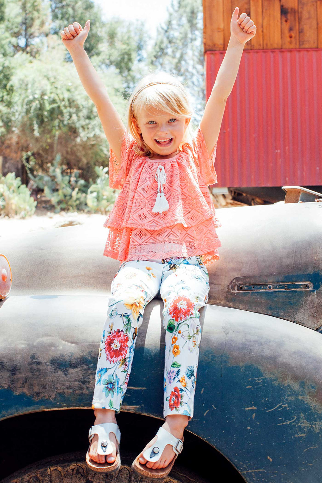 Hannah Banana Little Girls Short Sleeve Lace Top