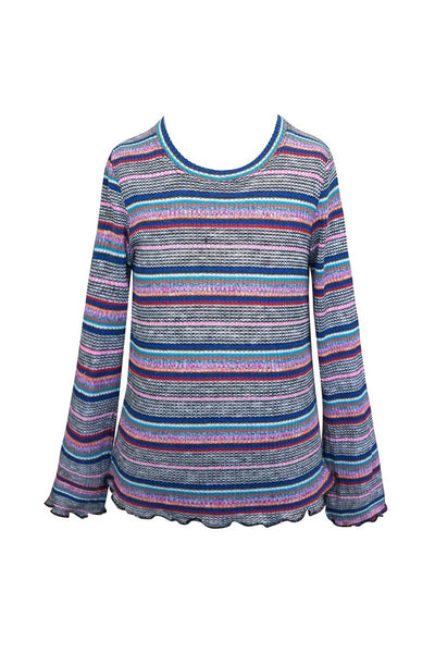 Girls Long Sleeve Striped Sweater Knit Top