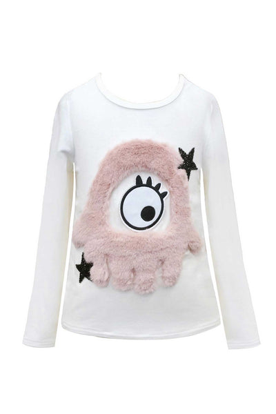 Hannah Banana Girls Little Fur Monster Long Sleeve T-shirt