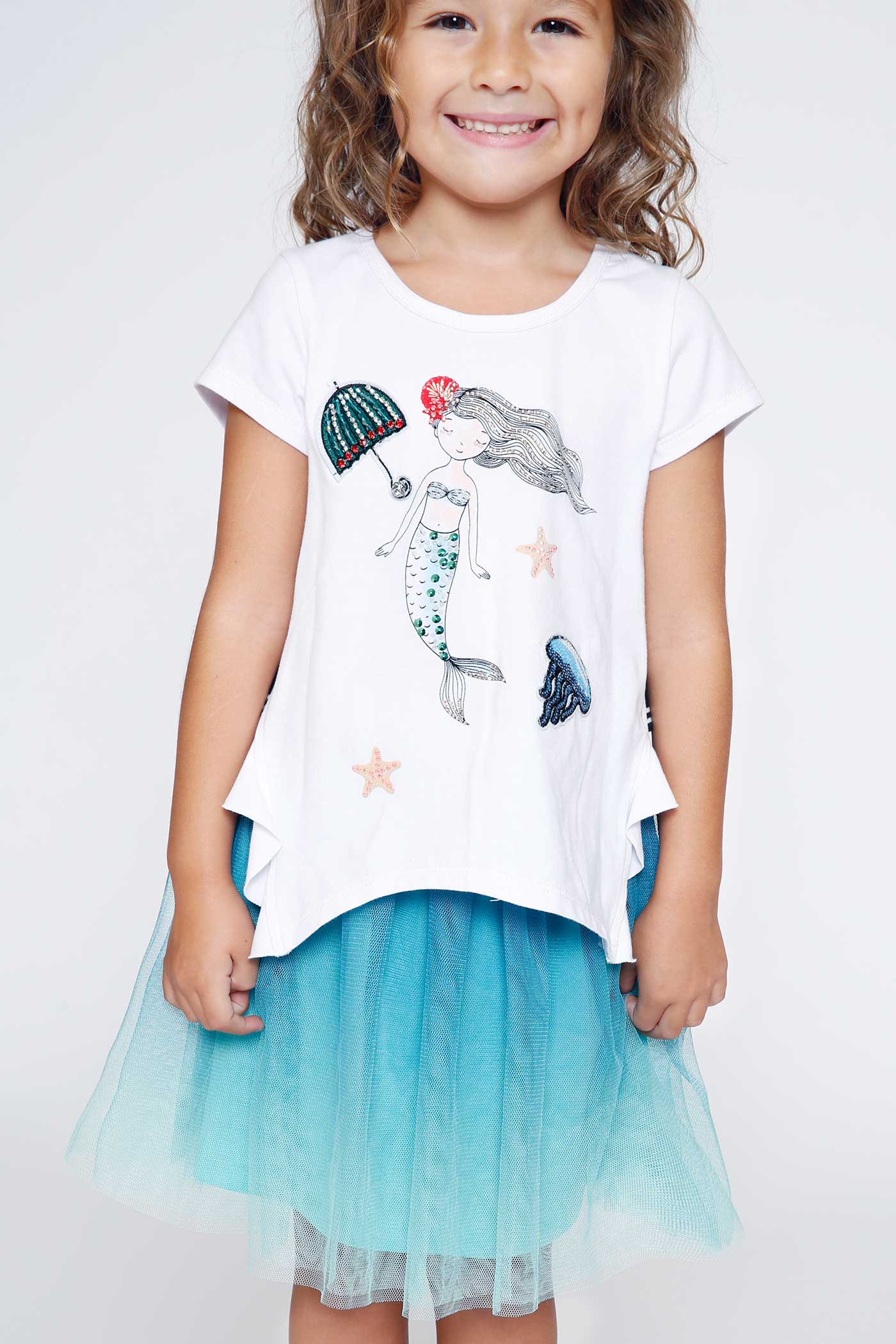 Hannah Banana Toddler Girls Short Sleeve Mermaid Graphic T-shirt